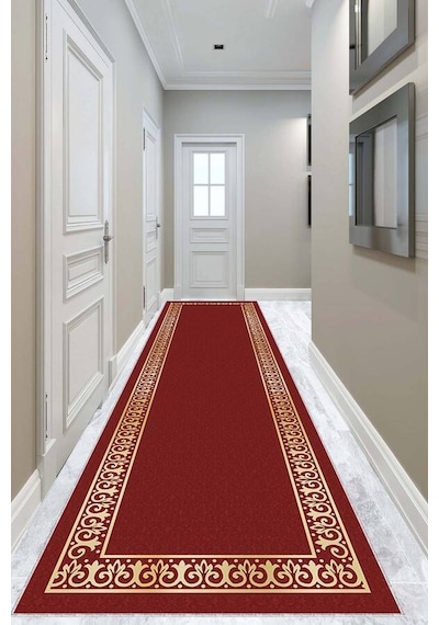 Bordo Klasik Motifli Protokol Yolluk Halı Özel Ölçülü Vh063n11