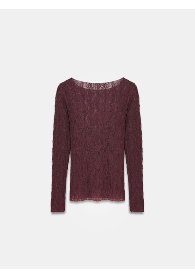 Dilvin 32764 Kayık Yaka Dantel Top-bordo