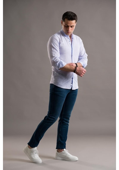 Evrytime Slimfit Bitik Kare Yaka Düğmeli Uzun Kol Erkek Yazlık Gömlek 001