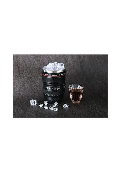 Objektif Kupa Lens Kupa Kahve Ve Çay İçin Termos Kupa Fotoğraf Tutkunları İçin Dekoratif Hediyelik 350 Ml Plastik Kapak Açık Ahşap