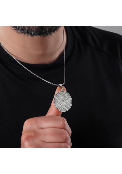 Takılingo  925 Ayar Gümüş Esma-ül Hüsna İşlemeli Erkek Kolye Gümüş