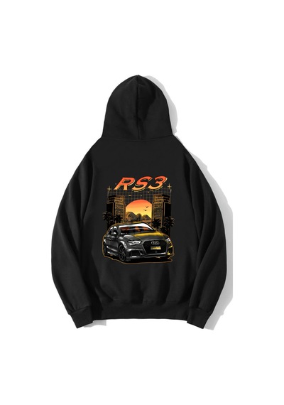 Brz Collection Unisex Oversize Rs3 Audi Rs3 Hoodie Siyah