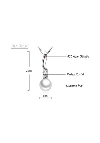 Kolye 925 Ayar Inci Taşlı Gümüş Kadın Hediye Diğer