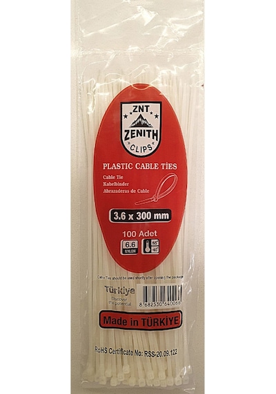 Zenıth Kablo Kelepçesi 3,6x300 1 Paket 100 Adet