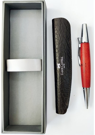 Faber-Castell E Motion Tükenmez Kalem, Krom/Ahşap Gövde, Mekanizmalı, Kahverengi, B Uç