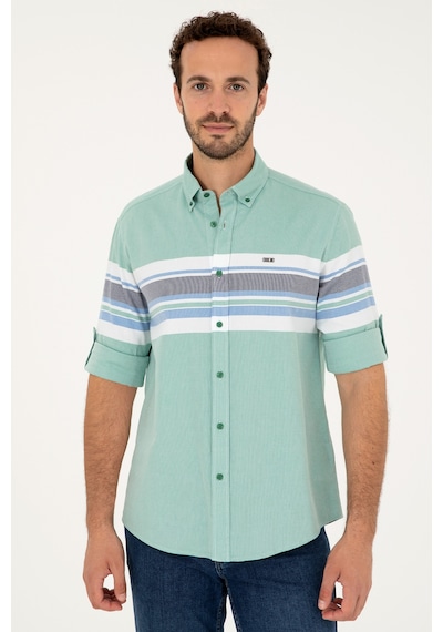 U.s. Polo Assn. Erkek Yeşil Gömlek Desenli 50288373-vr054 Yeşil