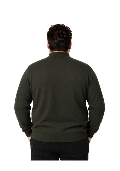 Battalmoda Erkek Büyük Beden Haki Yarım Balıkçı Pamuklu Kazak 3xl-4xl-5xl-6xl