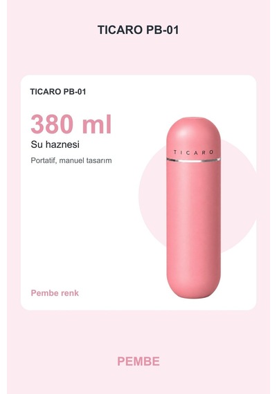 Tıcaro Pb-01 Portatif Taharet Şişesi, Manuel, 380 Ml, Pembe