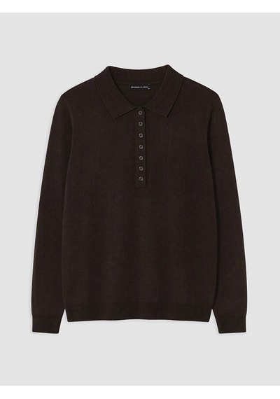 Lcwaıkıkı Classic Kahverengi Polo Yaka Kadın Triko Kazak