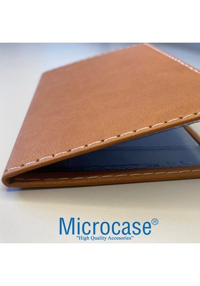 Microcase Suni Deri Oto Ruhsat Kabı Kılıfı Ruhsatlık 2 Adet - Al5037 Taba