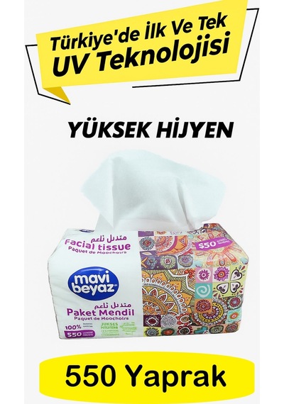Mavi Beyaz Pratik Paket Çek Kullan Mendil - Peçete 3x550 Yaprak