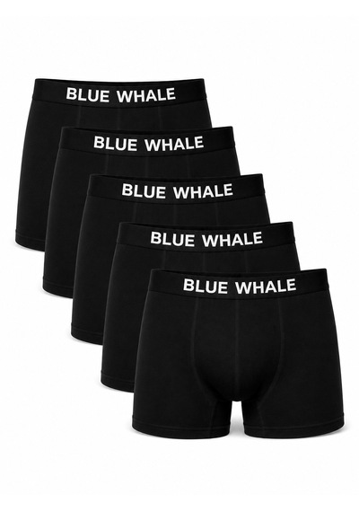 Blue Whale Erkek Premium Likralı Ultra Rahat 5'li Boxer Siyah