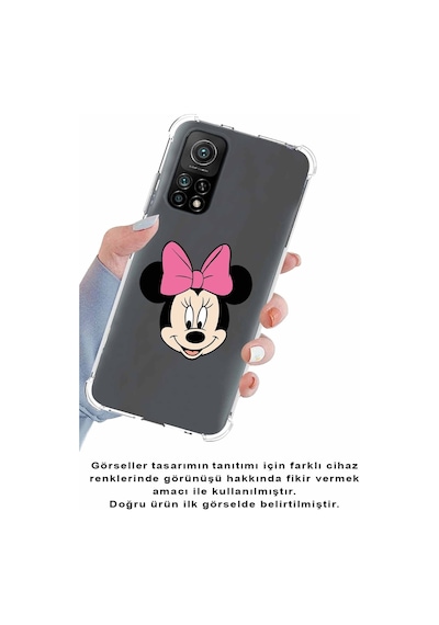 Xiaomi Redmi K20 Köşe Korumalı Antişok Kapak Minnie Mouse Tasarımlı Şeffaf Kılıf
