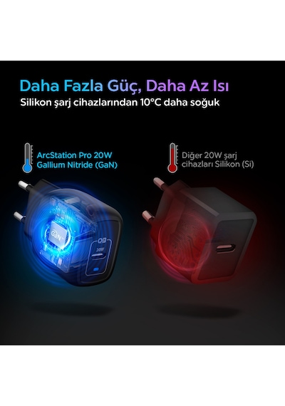Spigen Powerarc Arcstation Pro 20w Hızlı Şarj Adaptörü Siyah-ach02070