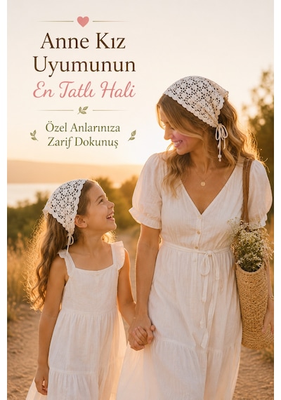 Anne Kız Kombin Bandana El Örgüsü Saç Bandı Bohem Stil Ayarlanabilir 2li Set Beyaz 19218290