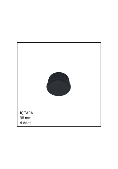 Plastik İç Tapa, Yuvarlak, 38 Mm 4 Adet Siyah