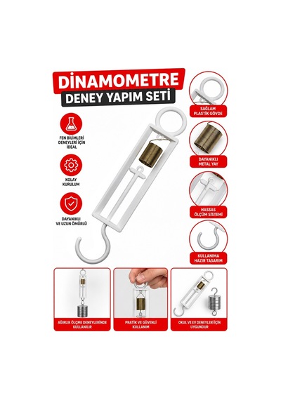 Dinamometre Deney Yapım Seti 1 Adet Deney Proje Tasarım İçin Dinomometre Modeli Deney Malzemesi Okul Sınıf