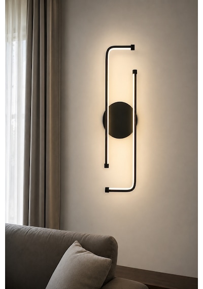 AvizeGO Noka Modern Led Duvar Apliği Günışığı Siyah