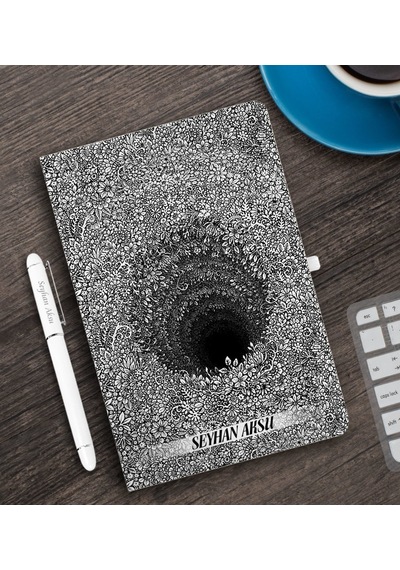 Kişiye Özel 3D Çizim Kapaklı Beyaz Defter Kalem Seti - 1