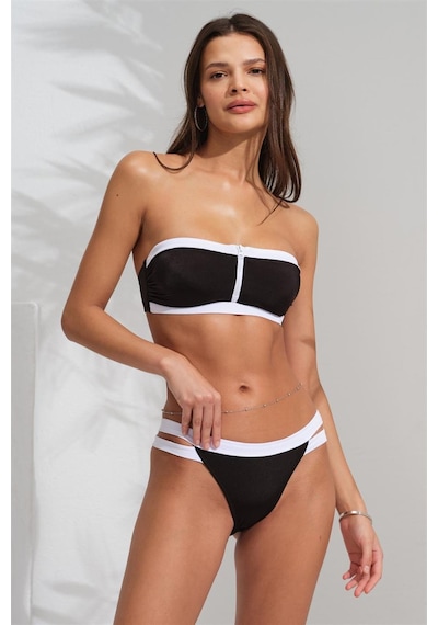 Pierre Cardin 231201 Fermuarlı Soft Straplez Bikini Siyah