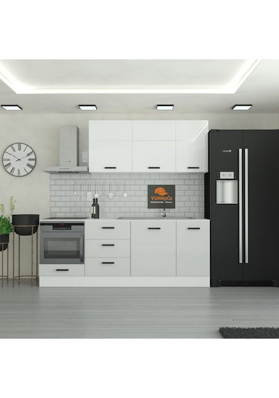 230 Cm Mutfak Dolabı Mdf Kapak Tezgah Dahil Yrkn230 100 Gümüş