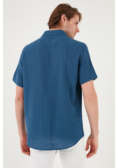 Buratti Pamuklu Regular Fit Tek Cepli Kısa Kol Erkek Gömlek Cf25S128230 Indigo