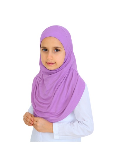 Modish Group Kız Çocuk Hazır Başörtüsü Pratik Penye Şal Tesettür Giyim Açık Lila