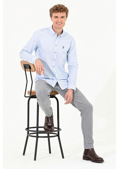 U.S. Polo Assn. Erkek Slim Fit Pamuklu Gömlek 1571695 Açık Mavi