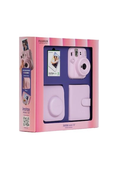 Instax Mini 13 Pembe Fotoğraf Makinesi 10'lu Film Kare Albüm + Deri Kılıf Bundle Box