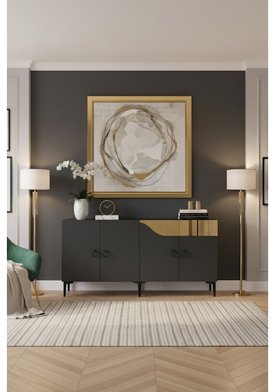Ka1514ag Gama Konsol Ve Tv Sehpası Antrasit-gold 150cm