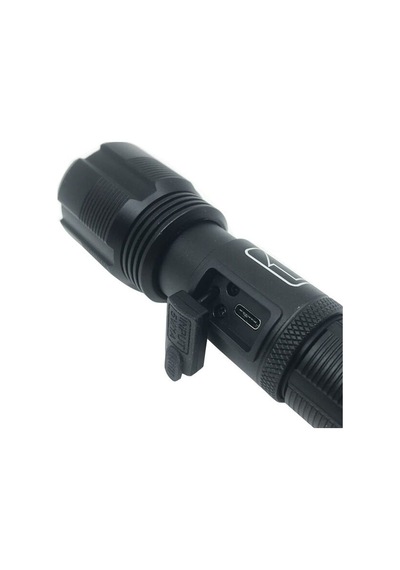 TC24-36 800 Lumen Şarjlı Darbeye Dayanıklı Güçlü Zoomlu Fener Siyah