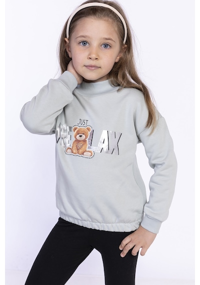 Toontoy Kız Çocuk Baskılı Sweatshirt Gri