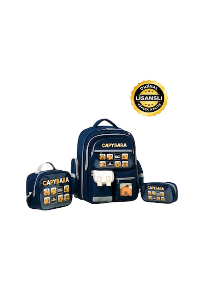Lisanslı Okul Çantası Set Sırt Çantası, Beslenme Çantası Ve Lacivert