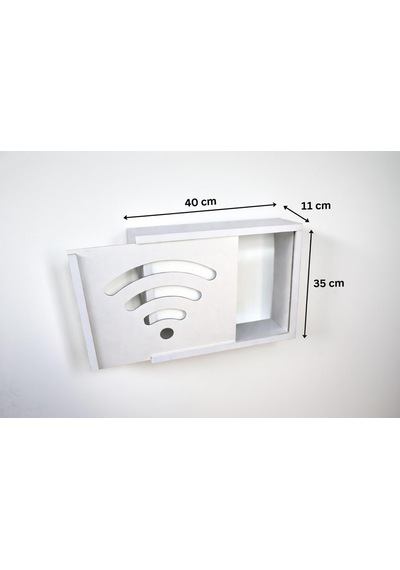 Teknor Ahşap Modem Saklama Kutusu Dekoratif Wifi Desenli Saklama Kutusu Demonte 35 X 40 Cm Sürgülü Diğer