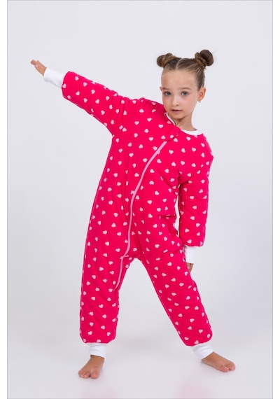 Cantoy Kız Erkek Çocuk Kalın Elyaf Dolgulu Premium Kalite 2.5 Tog Desenli Uyku Tulumu Fuşya