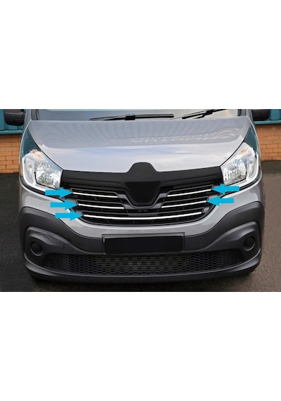 Renault Trafic Uyumlu Ön Panjur 5 Parça 2015 Üzeri Paslanmaz Krom
