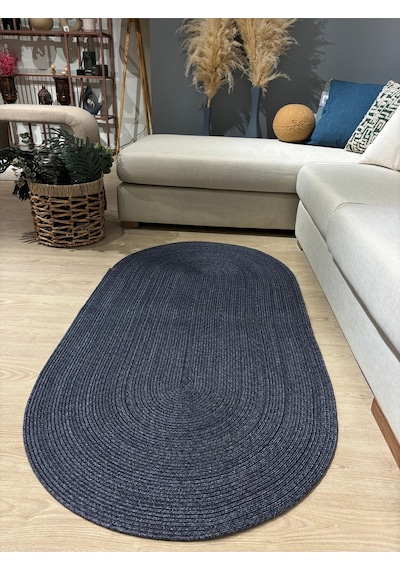 Mavaux Galileo Oval Jüt Yuvarlak Hasır Görünümlü Klasik Halı Kilim Bambulaci