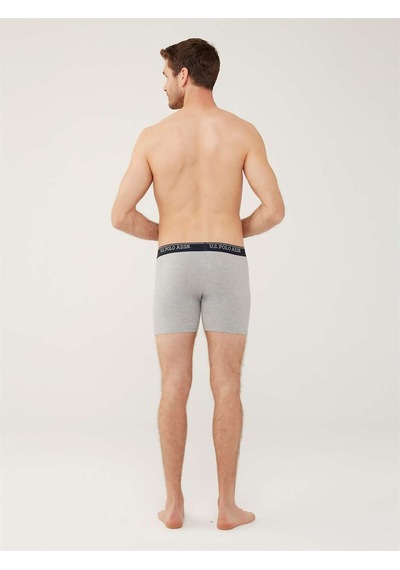 U.s. Polo Assn. Erkek Kırmızı - Gri Melanj - Lacivert 3 Lü Uzun Paçalı Boxer Kırmızı - Gri Melanj - Lacivert