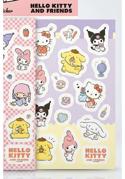 X Dekomus Lisanslı Best Friends 2'li Kuşe Sticker Hello Kitty,kuromi,my Melody Altın