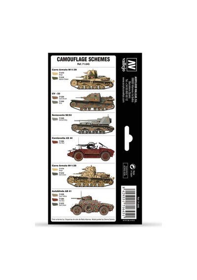 Vallejo 71645 8x18 Ml. Italian Wwıı Regio Esercito Camo Colors 1930-1944, Model Air Serisi Model Boyası Seti Renkli Vallejo 71645 8x18 Ml. Italian Wwıı Regio Esercito Camo Colors 1930-1944, Model Air Serisi Model Boyası Seti Renkli