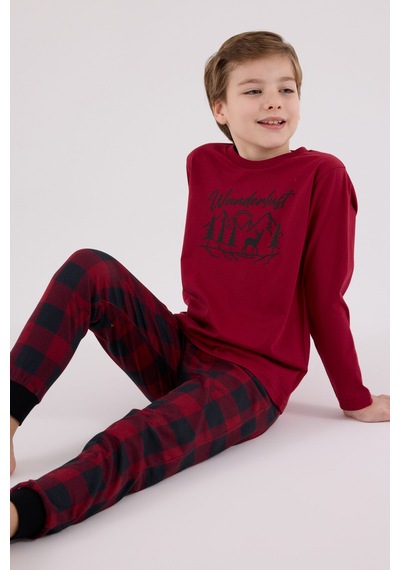 Arnetta Erkek Çocuk Bordo Pijama Takımı 5274-48515 Bordo