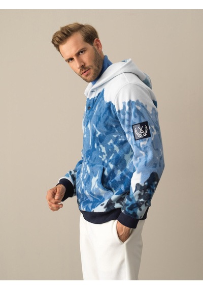 Xint Mavi Regular Fit Kapüşonlu Polar Sweatshirt 300284