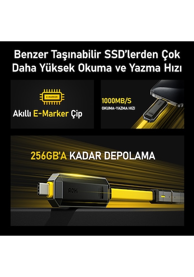 Aohi The Future Magflash 256gb Usb-c Mikro Ssd Flash Bellek Ve Şarj Kablosu, 1000mb/s Veri Aktarım -
