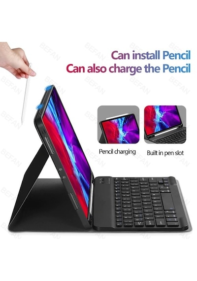 Apple Uyumlu iPad, Pro 11 3. Nesil 2021 Kılıf Kablosuz Klavyeli Kılıf Mob
