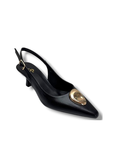 Gedik Pasha 26752-26 Cilt Gold Tokalı Kısa Topuk Kadın Stiletto 6cm Siyah