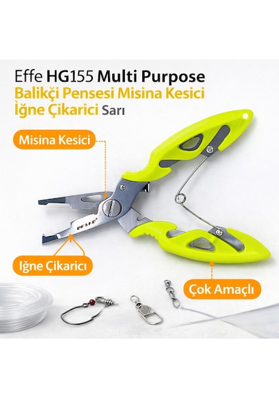 Effe Hg155 Multi Purpose Balıkçı Pensesi Misina Kesici İğne Çıkarıcı Sarı