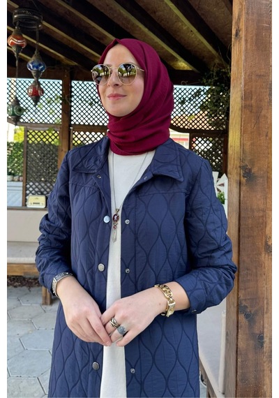 Rabia Şamlı Elmas Kapitone Kap Lacivert Çok Renkli