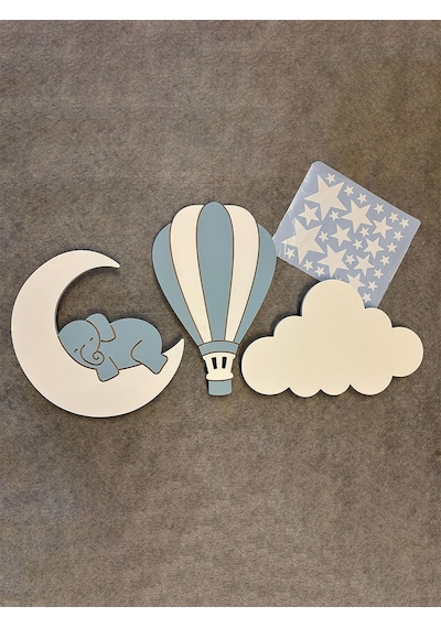 Bugybagy Ayıcık Bulut Balon 56'lı Sticker Seti Mavi Renkli