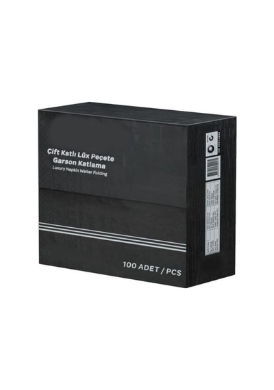 Only 33x33 Cm 1/8 Garson Katlı Servis Peçetesi 100 Adet Siyah