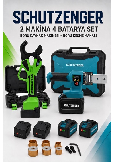 Boru Kaynak Makinesi 15 Pilli Batarya Şarjlı Boru Kesme Makası 40mm Dijital Göstergeli Toplam 4 Bataryalı S-0812